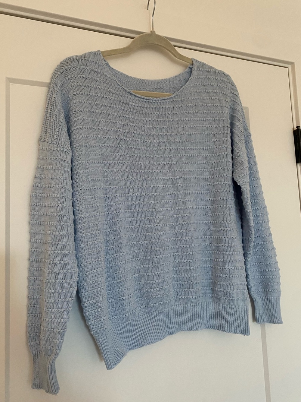 Light Blue Textured Knit Women's Sweater
